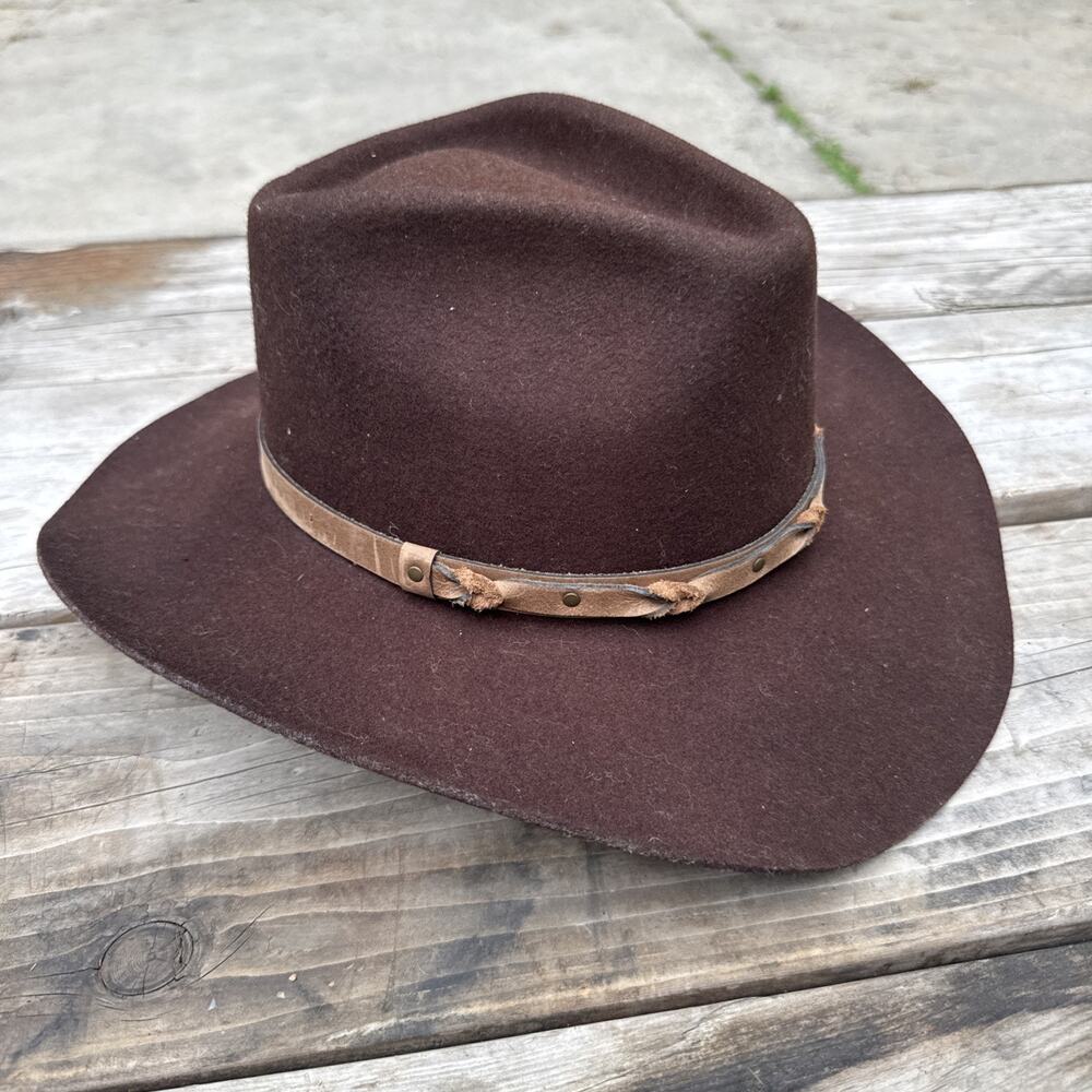 Cowboy Western Hat Wool Felt Brown Bailey Renegade Navarro 7-5/8”